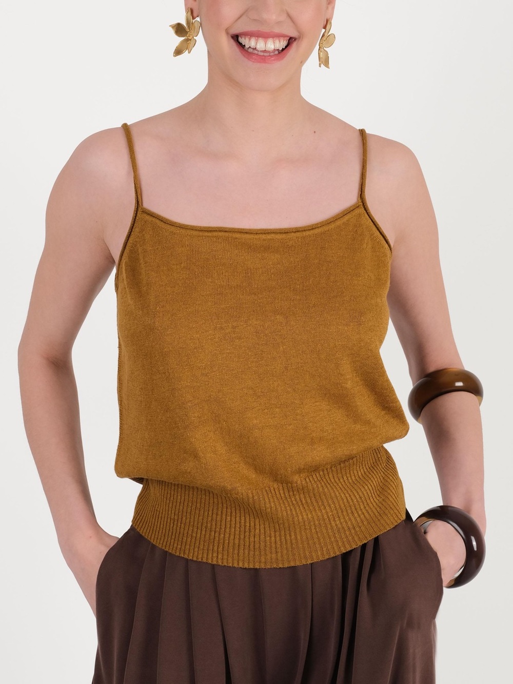 Motf Cashmere Camisole Tank Top Brown